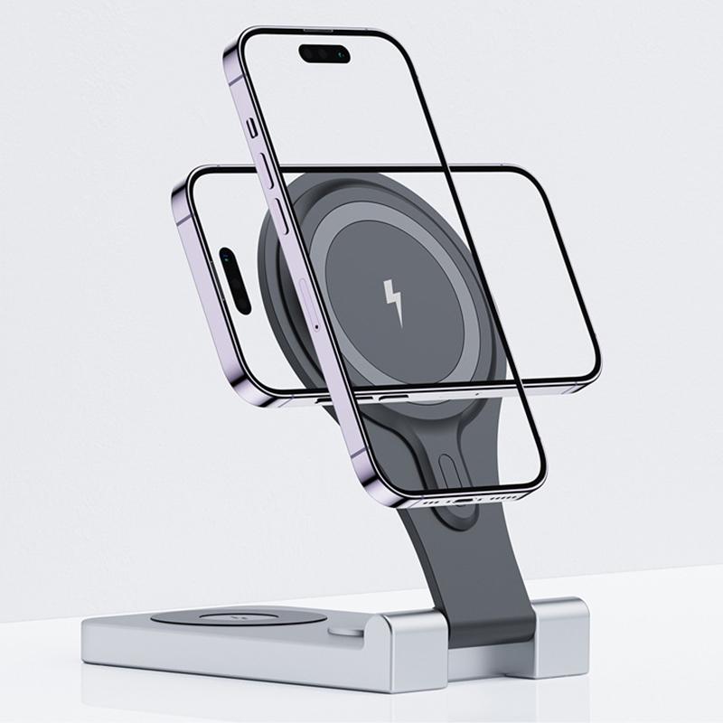 W13 3-in-1 Magnetic Wireless Charger Portable Folding Charging Station for iPhone 12/13/14/15 Series,AirPods,iWatch