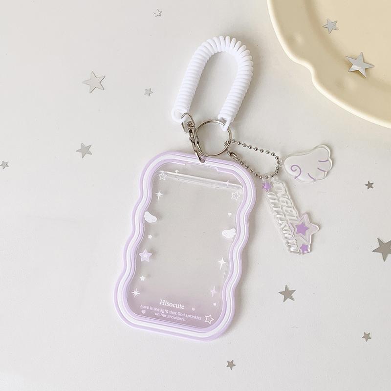 Kpop Fashion Simple Photo Card Holder Cute Idol Photo Storage Card Bag Elastic Rope Pendant Cute Charm Accessory Gift