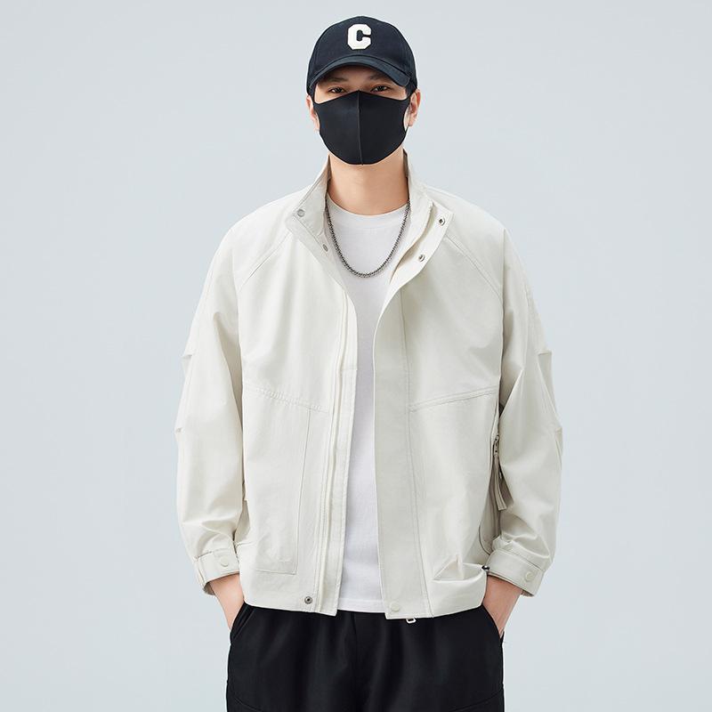 Men'S Coat New Youth Casual Versatile Jacket Popular Stand-Up Collar Spring And Autumn Tooling Trendy Coat Men