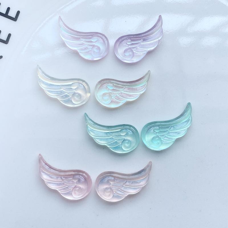 

50Pcs New Cute Cartoon Luminous Mini Wings Flat Back Cabochon Scrapbooking Hair Bow Center Embellishments DIY Accessories