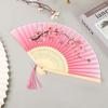 Japanese Folding Fan Ancient Style Chinese Ancient Style Long Handle Silk Cloth Fan Craft Gift Lady Dance Fan