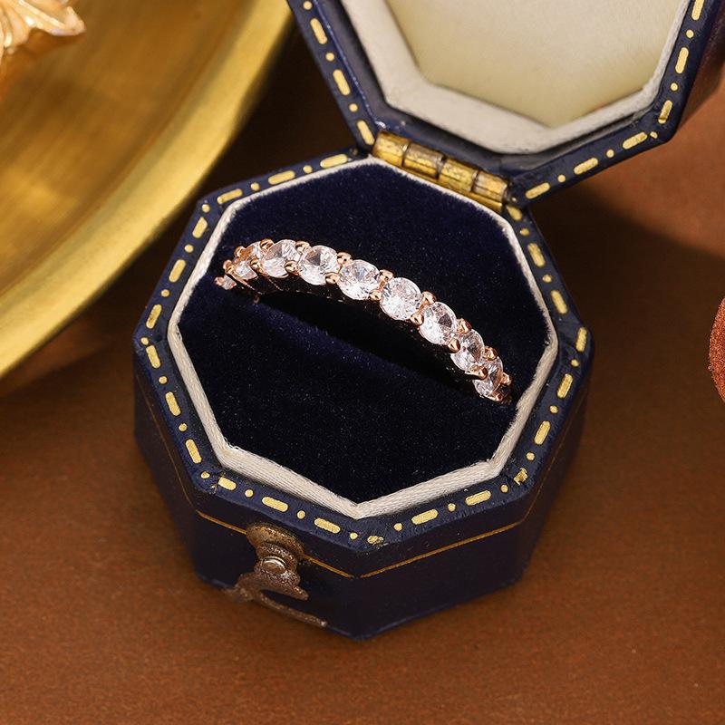 Fashion Geometric Round Zircon Ring Hot Selling European and American Women's Jewelry