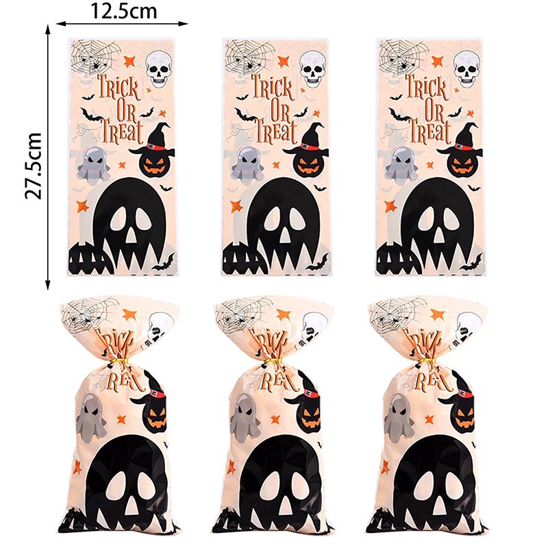 50Pcs Halloween Gift Bags Candy Cookie Packaging Bags Halloween Party Decor Supplies