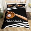 Set Biancheria da Letto Baseball per Bambini Set Copripiumino Sport con Palla Singolo King per Ragazzi Adolescenti Poliestere Mazza da Baseball Guanti Copripiumino