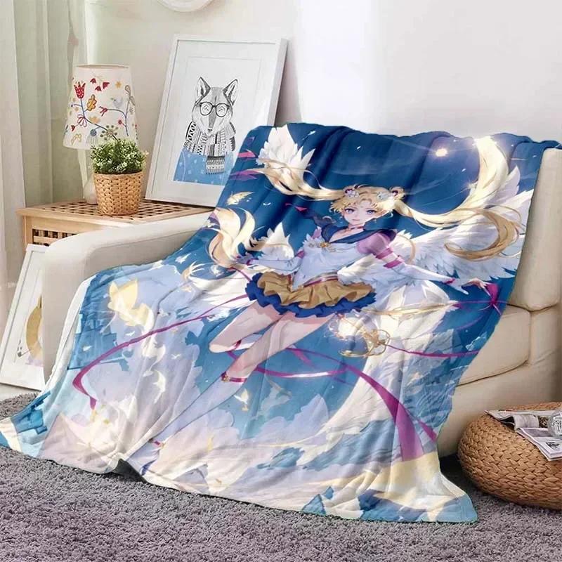 Anime Kawaii Sailor Moon Zuhause Cartoon Bedruckte Decke Picknickdecke Warmer Flanell Weich und Bequem Zuhause Reisen Geburtstagsgeschenk