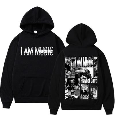Raper Playboi Carti I AM MUSIC Logo Albumu Bluza z Kapturem Męska Moda Gotycka Hip Hop Uliczna Bluza Męska Codzienna Polarowy Komfort Bluza z Kapturem