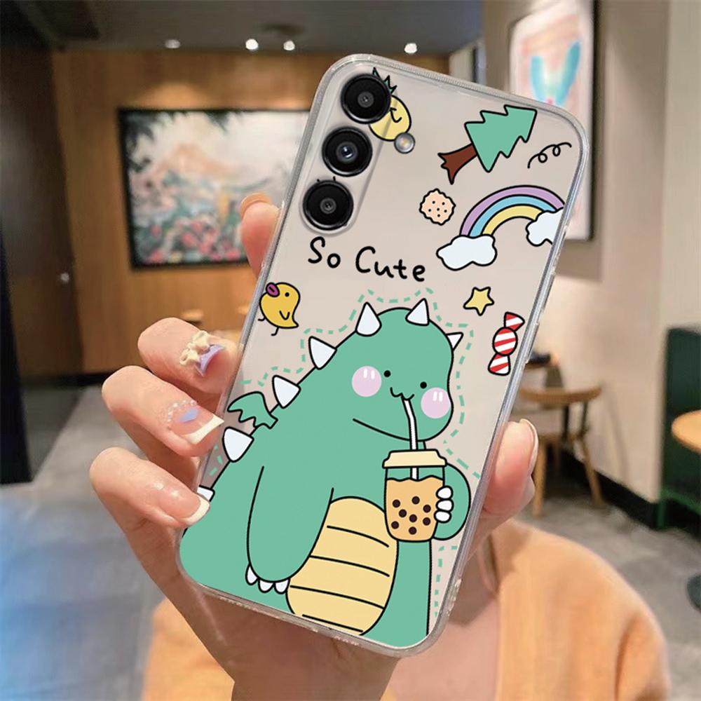Phone Case For Samsung Galaxy A55 A54 A14 A34 A24 A25 A35 A10 A22 A32 A21S White Leopard Marble Artistic Transparent Clear Cover