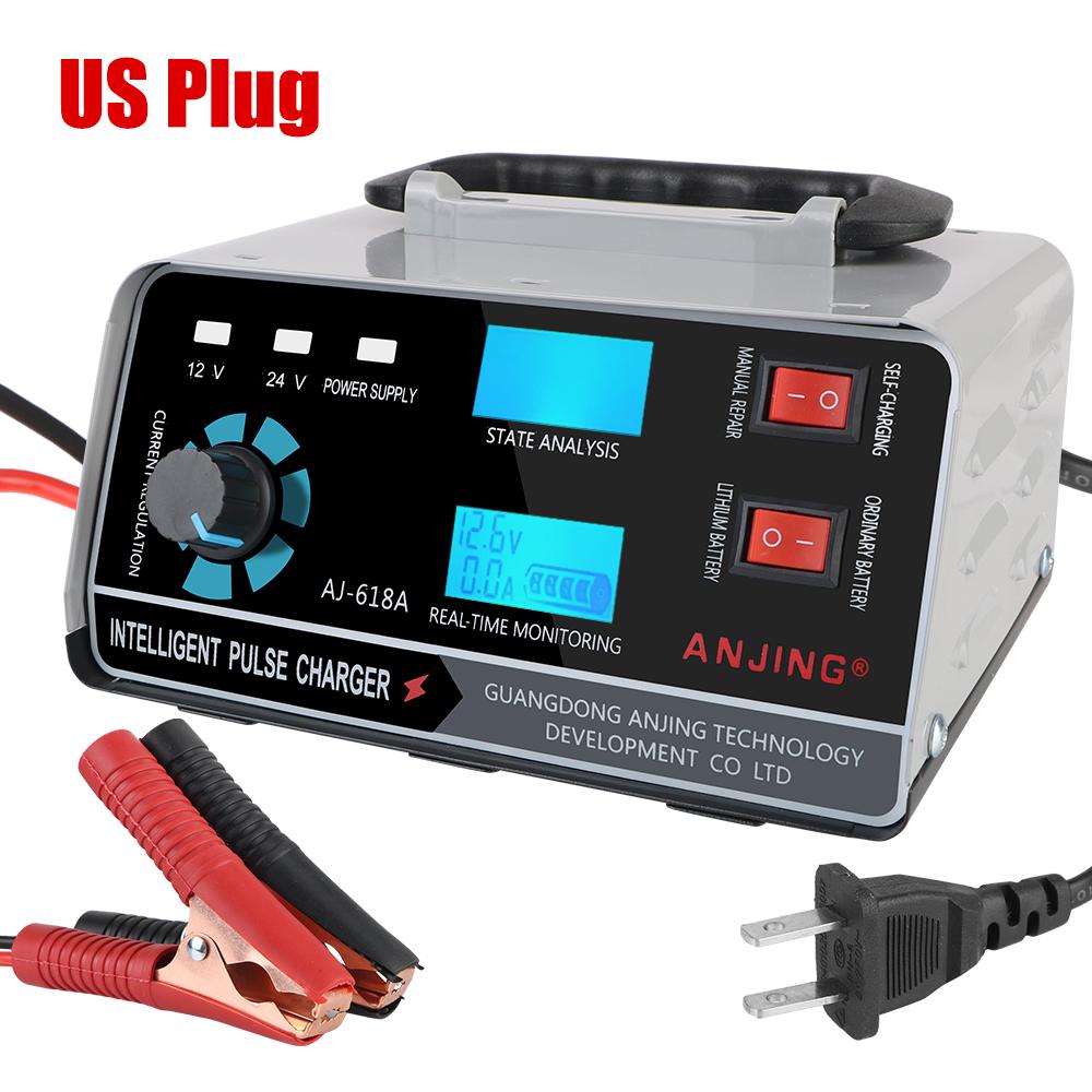 For Car Truck Boat Motorcycle Automatic Battery-chargers Digital LCD Display 400W Five-Stage Power Puls Repair Chargers 12V/24V