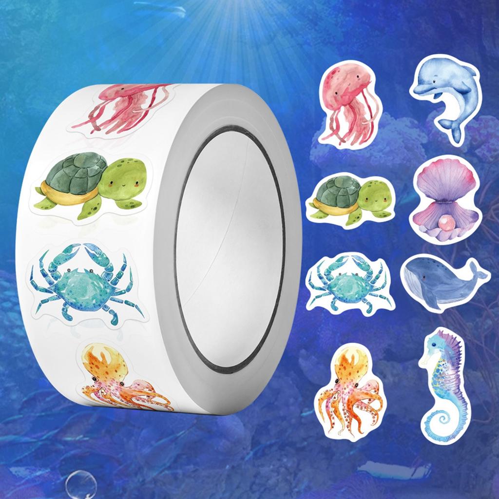 500 Pcs/roll Animal Stickers Teacher Reward Stickers Cute Animal Space Stickers School Supplies Incentives Roll Sticker 1 inch