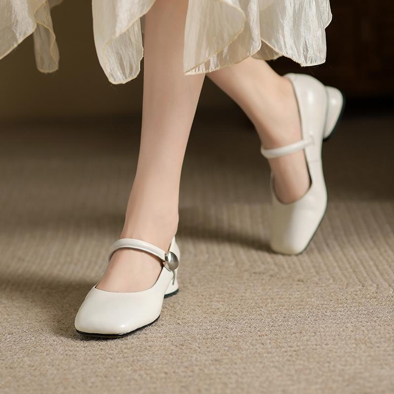 Fashion 2024 Autumn New Soft-soled Solid Color Mary Jane Women's Fashion Buckle Flats
