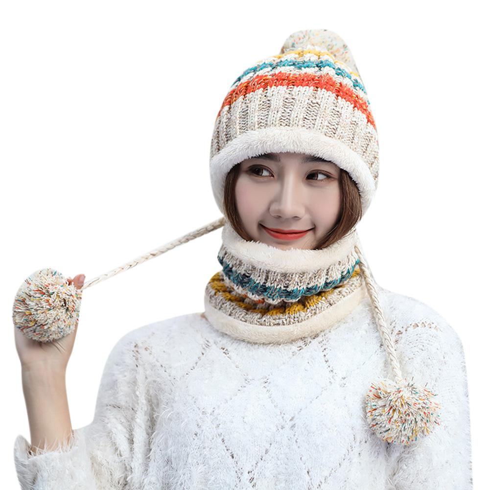 2 Stück/Set Winter Damen Strickmütze Schal Mode Wolle Verdickung Mützenkragen Set