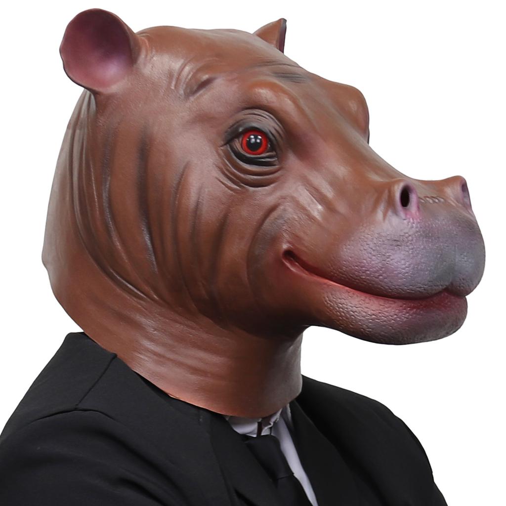Masque hippopotame Halloween couvre-chef Nouveau masque hippopotame idiot cos Masques d'animaux amusants pour farces