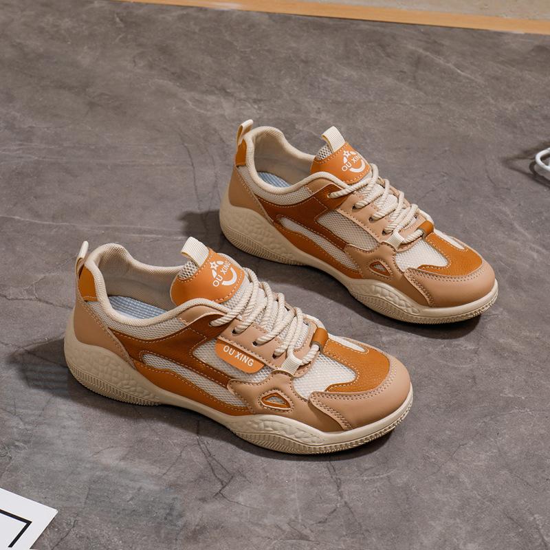 2025 summer new Korean ins breathable little white shoes women's hollow casual board shoes thick-soled versatile muffin shoes foreign style