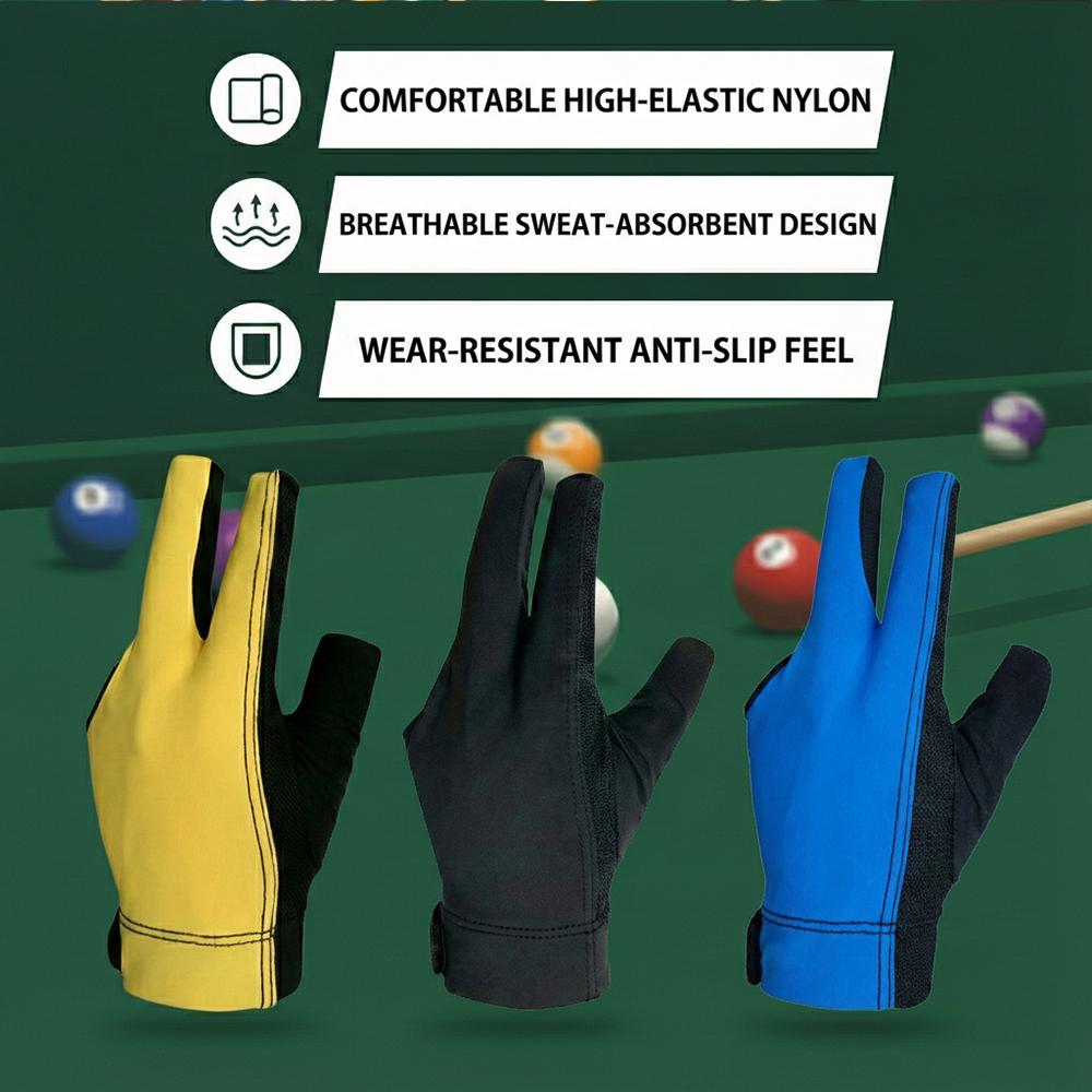 Left Hand Billiard Glove Beginners Non slip Three Finger Thin Breathable Snooker Training Glove Fingerless Protective Gear