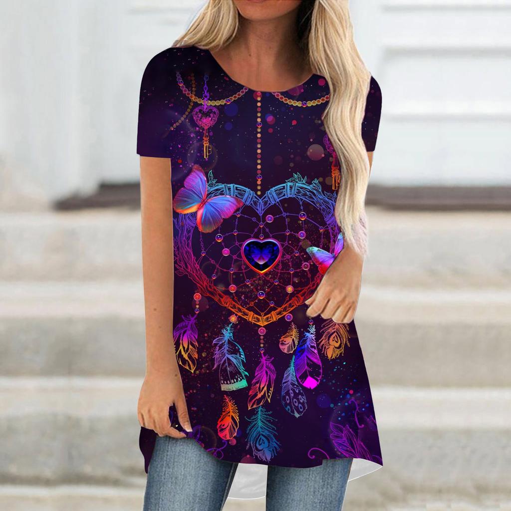 Indian Galaxy Dream Catcher 3D Print T-Shirts Women Streetwear Short Sleeve T Shirt Oversized Tunic Y2K Tops Tees Woman Clothing