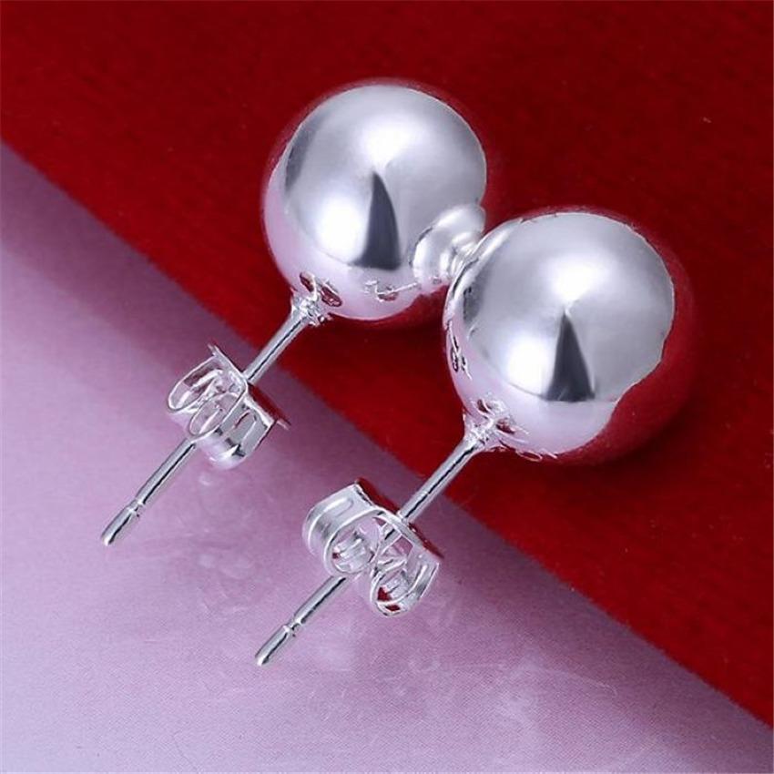 New 925 Sterling Silver Luxury Minimalist Bead Stud Earrings: Fashionable Women's Wedding Charm Jewelry Gift