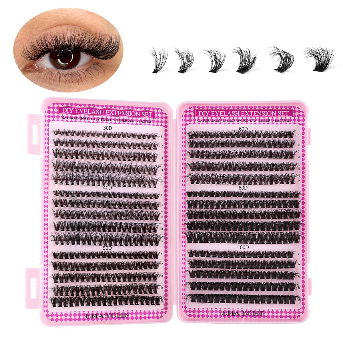 

590 Пучков Густых D-образных Одинарных Пучковых Накладных Ресниц Набор 12-16Мм Сделай Сам Сегментированные Многоволосковые Ресницы