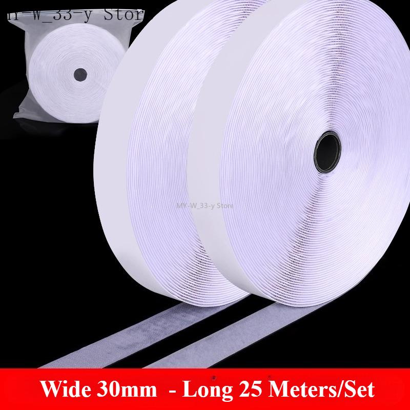 3/25Meter Starkes Selbstklebendes Klettband Haken und Schlaufe Schwarz Weiß Nylon Klettband Klebeband mit Starkem Kleber 25/30/50MM