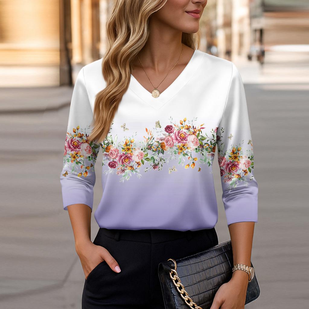 Blouse For Women Dressy 3/4 Long Sleeve Shirts Business Casual Outfit Tops