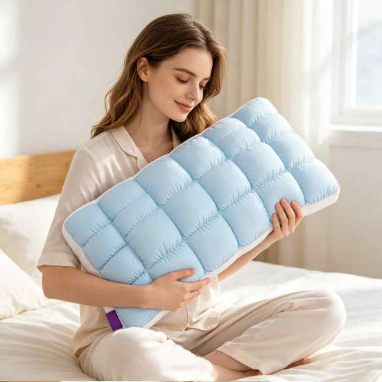 Cuscini Rinfrescanti Delicati sulla Pelle Mellow Puff Cloud Pillow, Ghiaccio?Rete trapuntata in seta per letto, morbida, anti-sudore, supporto per chi dorme sul fianco e sulla schiena,