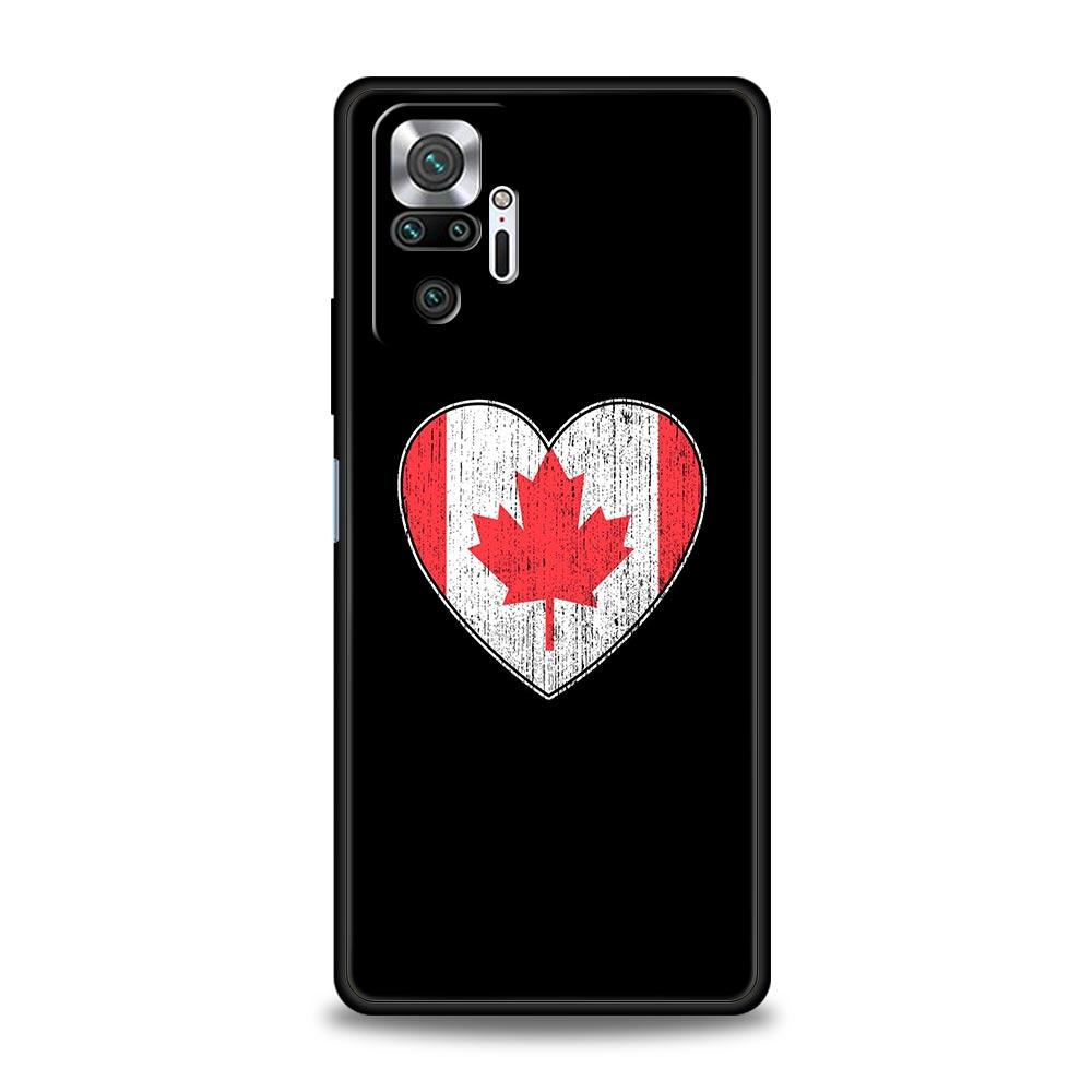 Soft TPU Phone Case For Xiaomi Redmi Note 10 11 9 8 Pro 9S 7 8T 9T 9A 8A 9C K50 K40 Gaming Cover Maple Canada Flag Love Football