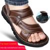 Men's Summer New Sandals Men's Leather Sandals Adult Thick-soled Beach Shoes Non-slip Open-toed Sandals Man Summer Slippers