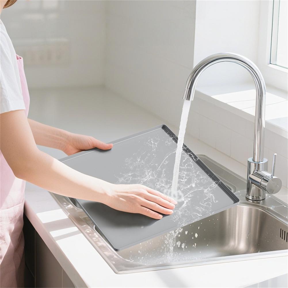 50 X 50CM Fridge Silicone Mat Drip Pan Raised Edges Anti Scratch Floor Protector For Refrigerator Water Dispenser