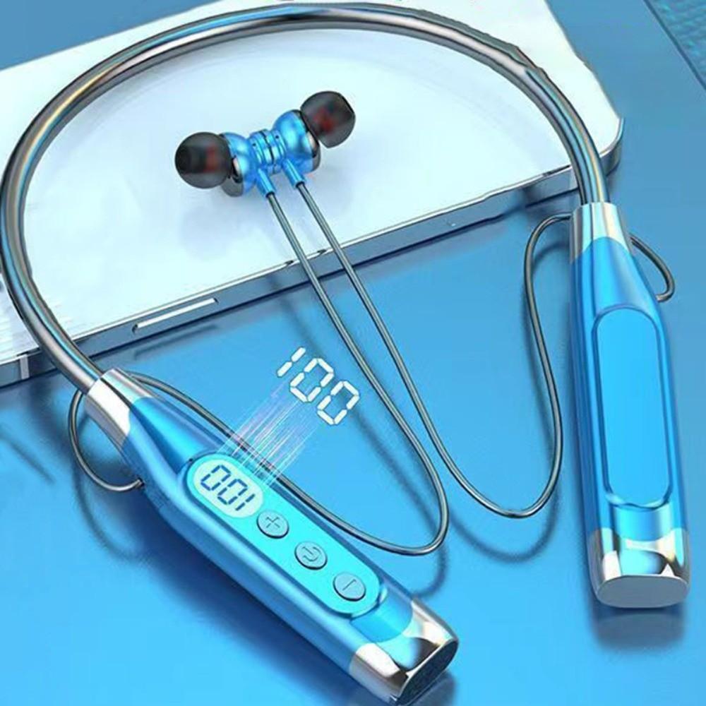 LED Digital Display Neckband Headphones Neck-mounted Sports Headsets  Outdoor