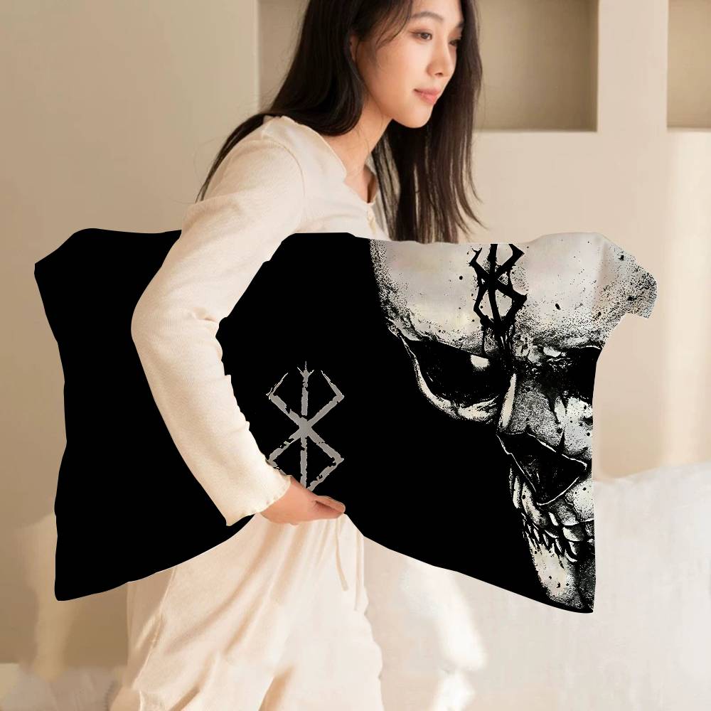 Classic Dark Anime B-Berserk Pillow Towel Made Of Polyester Non-slip Cartoon Style Breathable Washable Pillowcase For Home Use