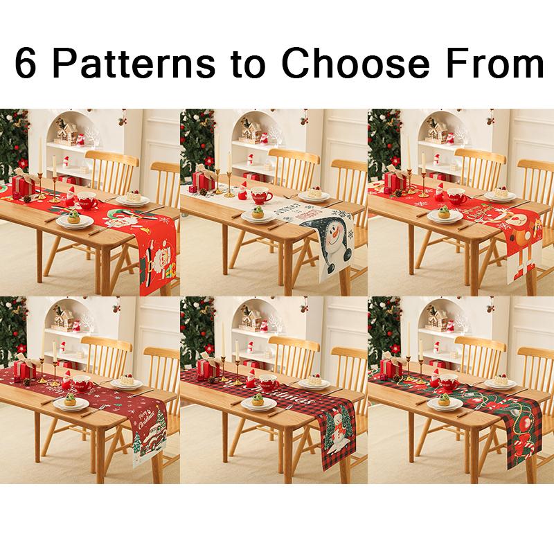 Christmas Table Runner 2026 New Luxury Snowflake Elk/Santa Claus Pattern-for Holiday Dinner Party, Xmas Dining Table Decoration