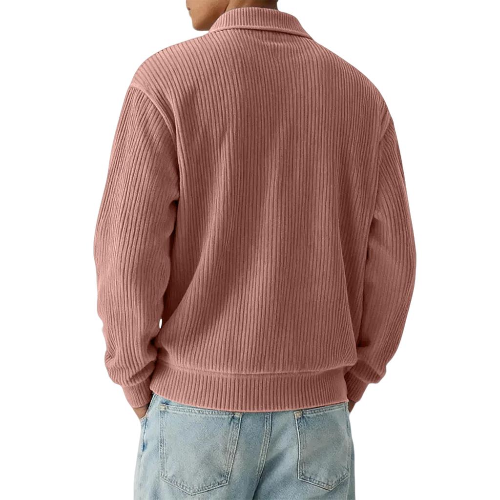 Men's  Casual Outdoor Lapel Corduroy Pullover Long-sleeved Top