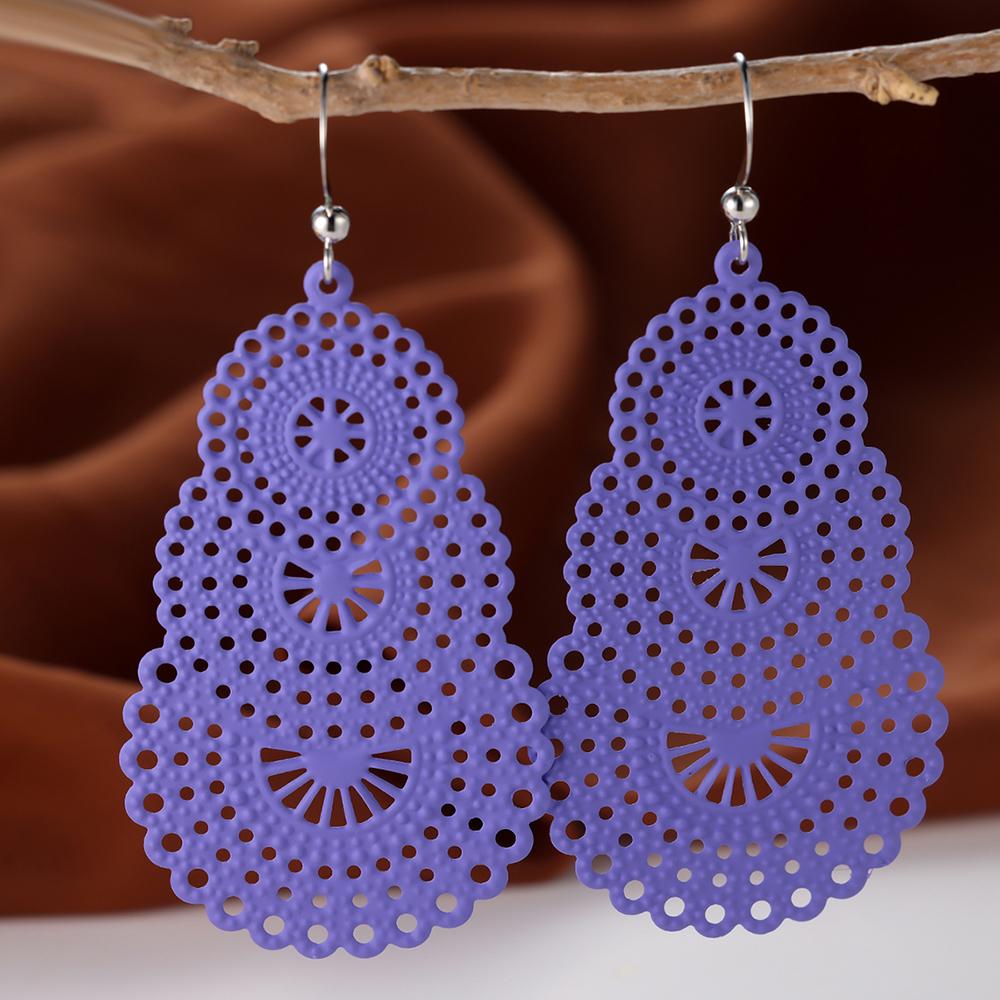 

1 пара полых круглых висячих серег в стиле бохо, серьги-крючки, богемные украшения фиолетовый