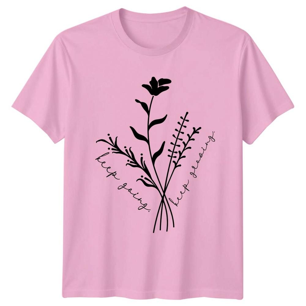 Keep Going Keep Growing Floral TShirt Inspirational Wellness Botanical