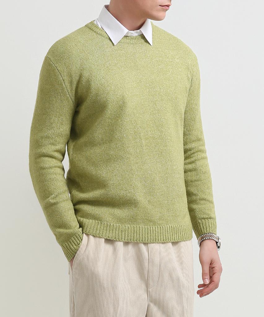 Seuteulaikeu Fine Blend Classic Crew Neck Knit (Lime Green)