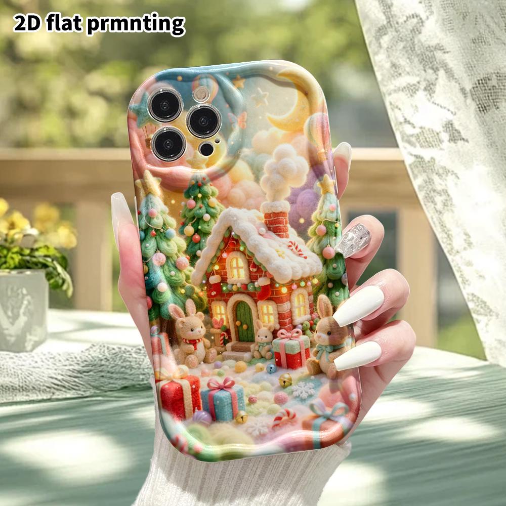Phone Case: 2D Flat, Fits iPhone 18, 17, 16, 15, 14, 13, 12Pro Protective Case, Christmas Cottage, Perfect Holiday Gift for Christmas and Halloween
