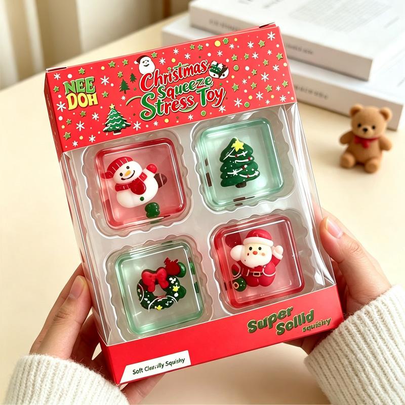 NEEDOH Little 4-pack Set Nice Cube Stress Relief Squishy Cube Anti-Anxiety Squeeze Object Fidget Collectible Getaway Tokens Set Recent