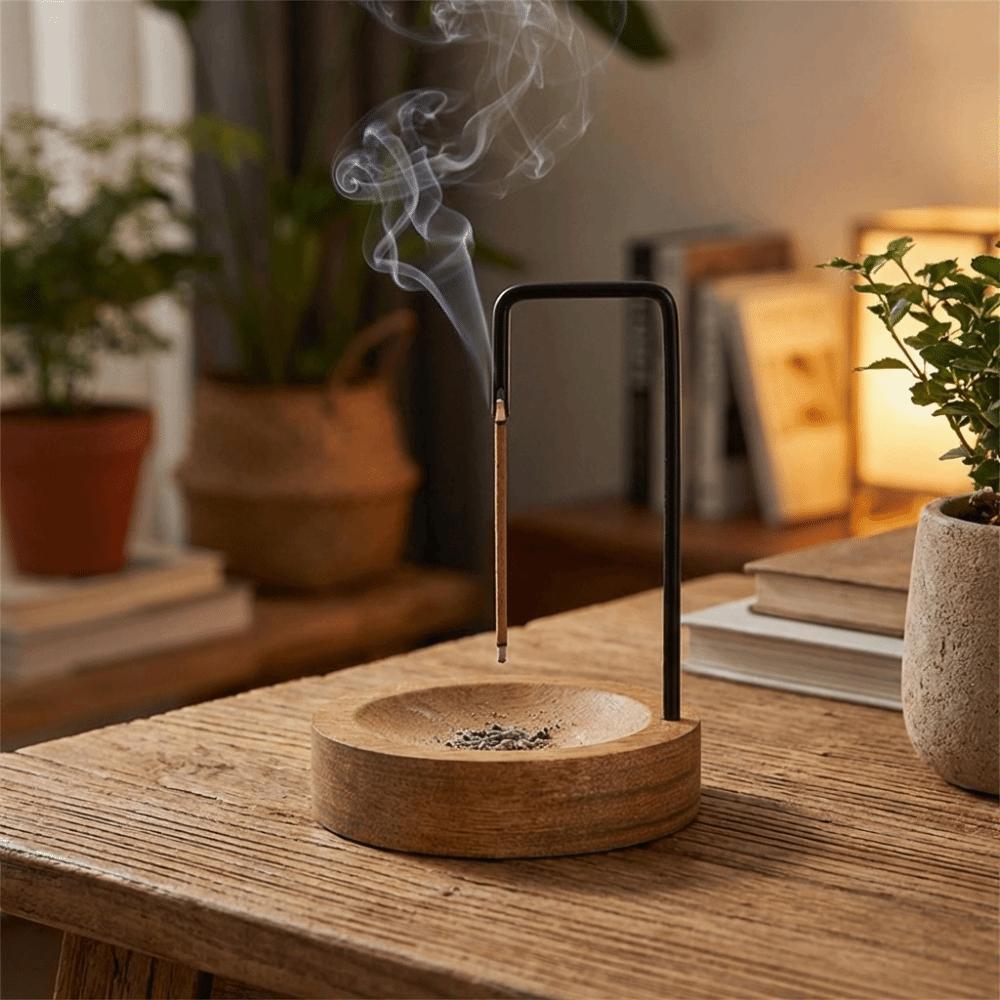 Wooden Incense Stick Stand Zen Style Tea Ceremony Upside-Down Incense Holder Minimalist Decorative Removable Ash Collector
