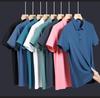 Polo da uomo estiva in cotone T-shirt a maniche corte traspirante che assorbe il sudore tinta unita risvolto top casual da lavoro