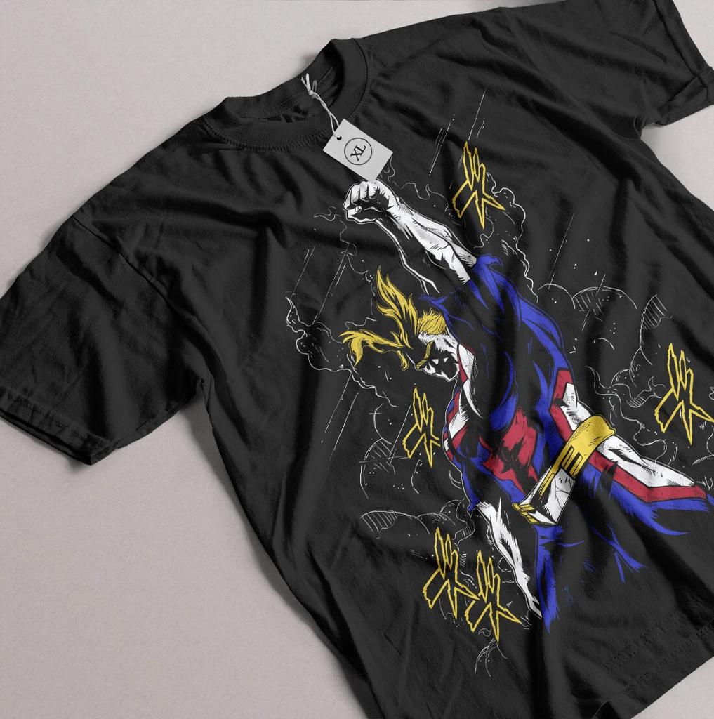 Anime My Hero Academia All Might Victory Graphic Black Tshirt All Size