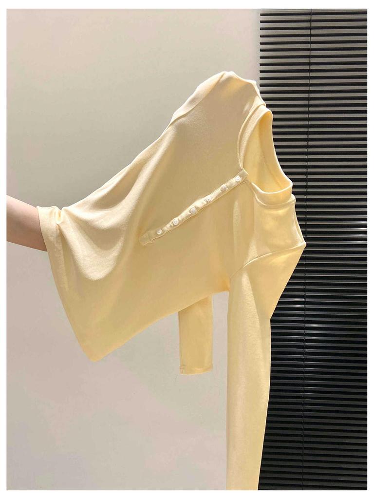 Women's BM-Style Button-Up Henley Long-Sleeve T-Shirt, Slim-Fit Stretchy Top with Imitation Cashmere Lining for Autumn/Winter/Spring