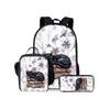 Cute Dachshund Print Cat Three Piece Backpacks Set for Boy and Girls Best Gifts 2D Flat Cartoon School Bag for Children