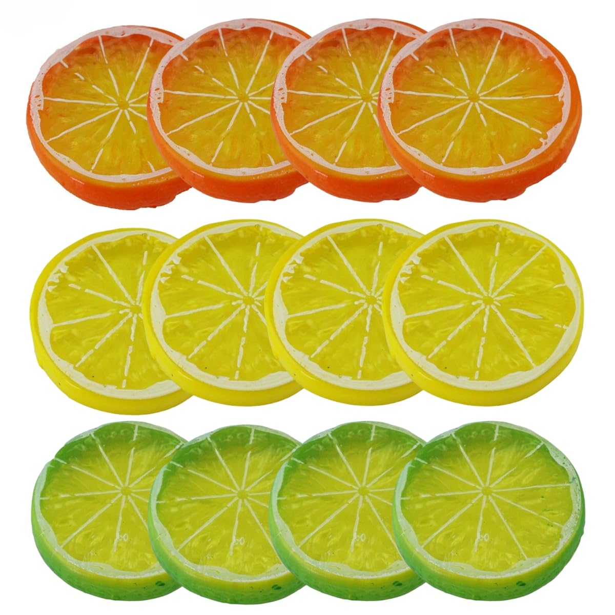 12 шт. Искусственные дольки лимона, Реалистичные пластиковые дольки лимона для DIY-фотографии, Мини-симуляция долек лимона, Модель поддельного фрукта для вечеринки,