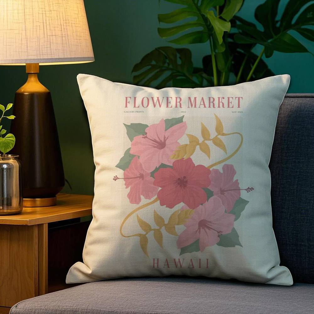 Classic Flower Market Pillow Case Plush Fabric Soft Double Sided Print Sofa Cushion Cover Throw Pillow Covers