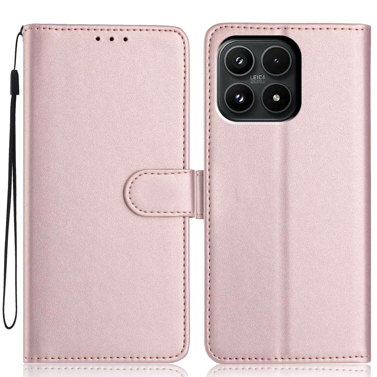 

For Xiaomi 17 Wallet Case with Strap/Multiple Card Slots Solid Color Leather Stand Phone Cover