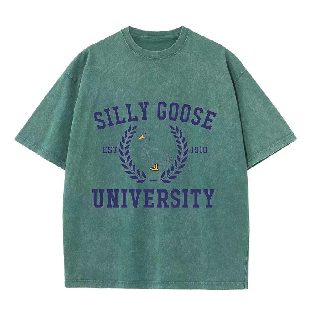 2026 Sommer Unisex Lustige Gans Universität Grafik T-Shirt Lustig Baumwolle Rundhals Kurzarm Locker Lässig Täglich Streetwear Oberteil