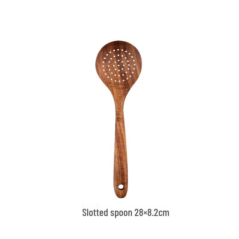 Non-Stick Pan Special: Teak & Acacia Wood Spatula, Stir-Fry Set, Salad Fork & Slotted Spoon