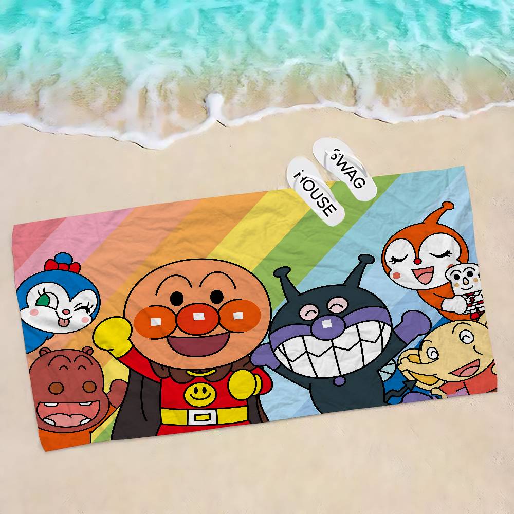 A-Anpanman Anime Microfiber Printed Beach Towel Mountain Climbing Yoga Beach Swimming Running Absorbent Soft Towel