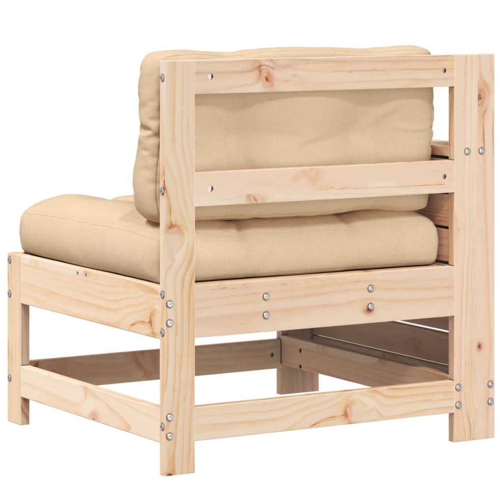 Garden Sofa with Armrests and Cushions Solid Pine Wood
