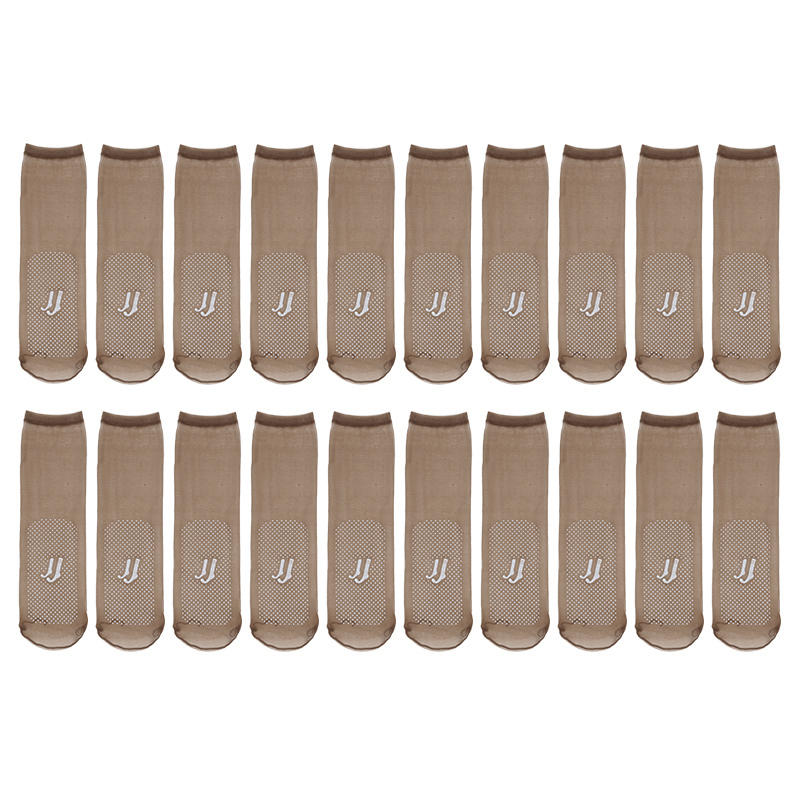10 Pairs Invisible Anti-Slip Crystal Silk Thin Socks Sheer Ankle Socks Non-marking Dotted Rubber Massage Bottom Short Stockings