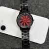 New Men's Watch Rotating Dial Car Clock Stainless Steel Strap Fashion Sports Style 3Bar Quartz Movement Casual Watches